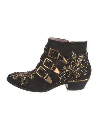 Chloé Suede Studded Accents Western Boots