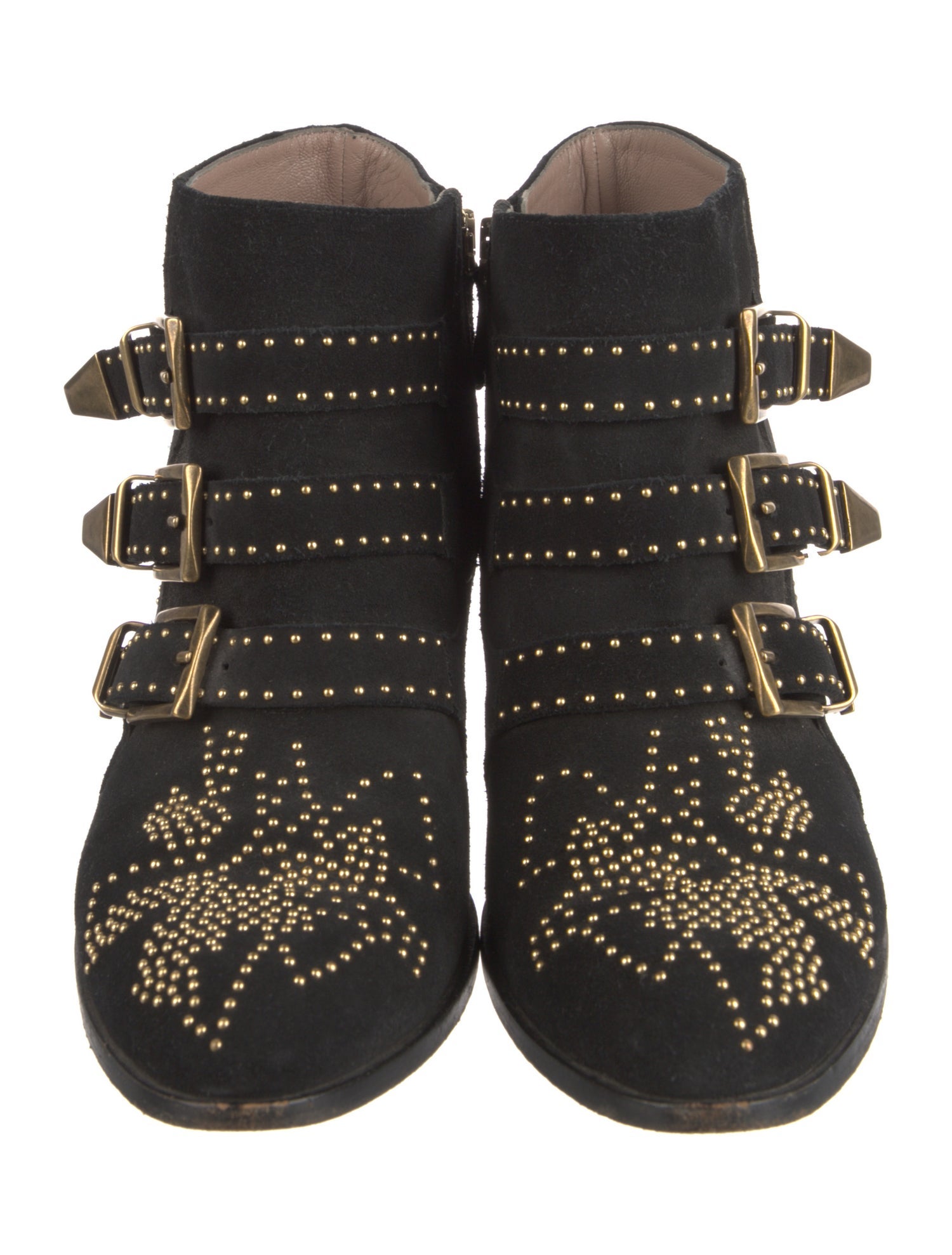 Chloé Suede Studded Accents Western Boots