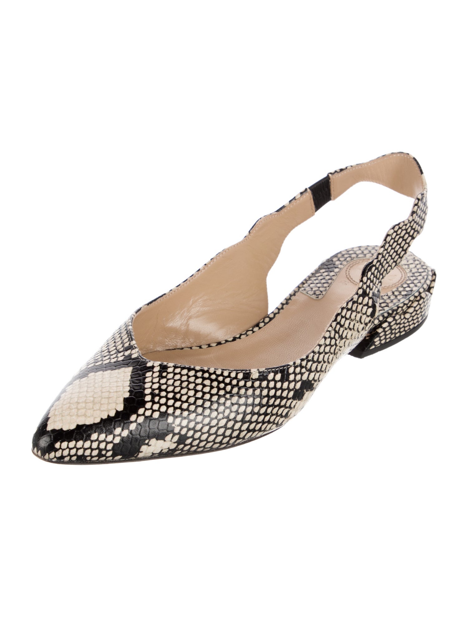 Chloé Leather Animal Print Slingback Flats