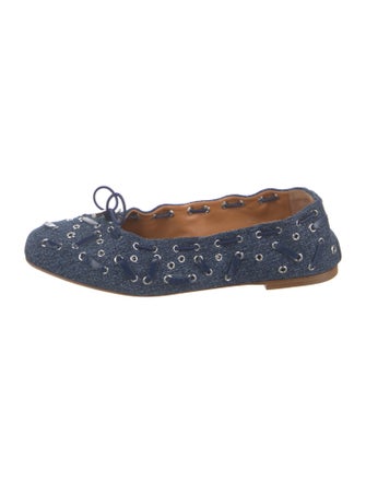 Chloé Denim Eyelet Trim Ballet Flats