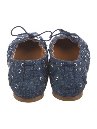 Chloé Denim Eyelet Trim Ballet Flats