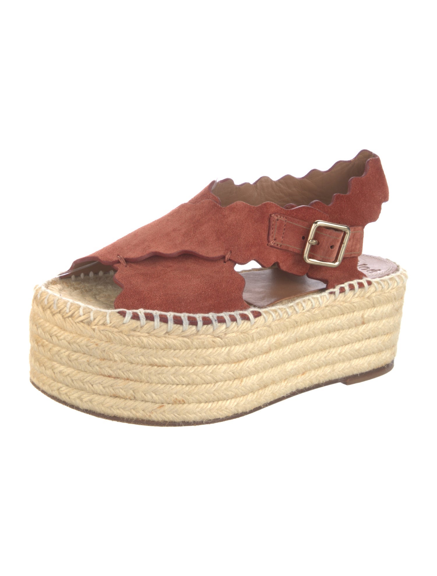 Chloé Suede Scalloped Accent Espadrilles