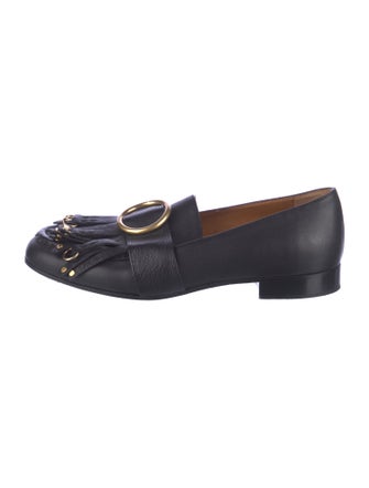 Chloé Leather Studded Accents Loafers