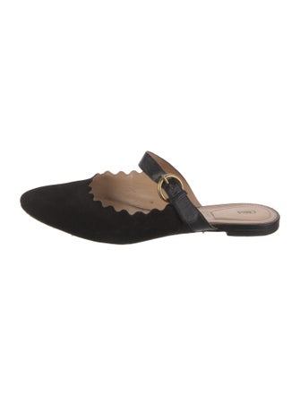 Chloé Suede Scalloped Accent Mules