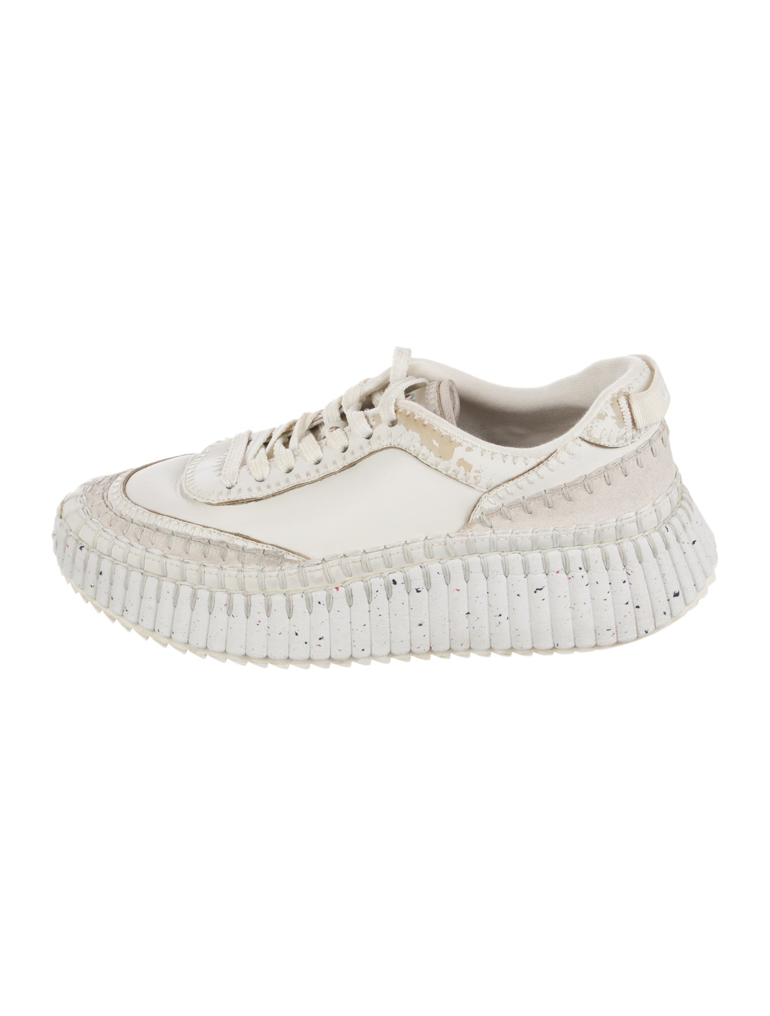 Chloé Leather Whipstitch Trim Sneakers