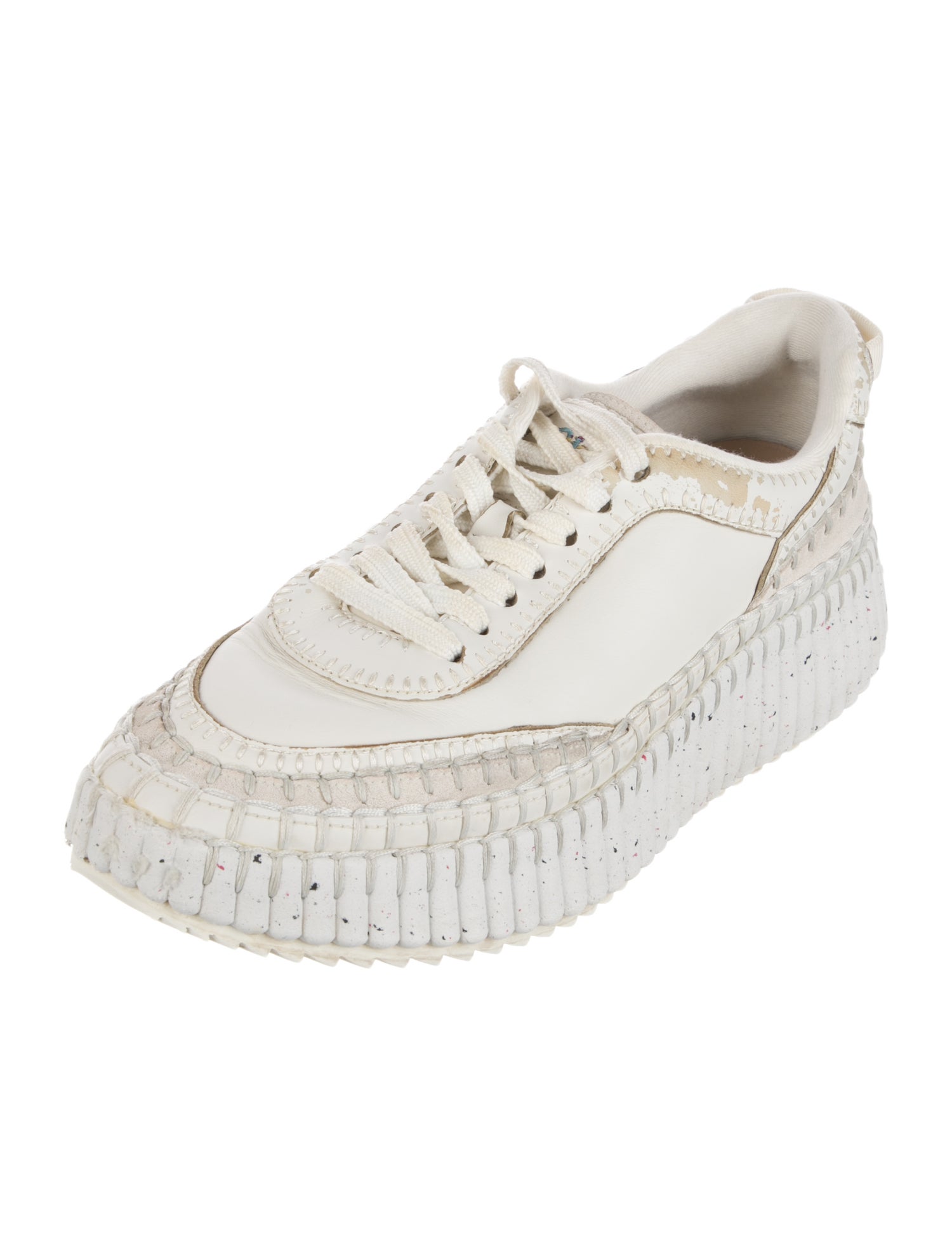 Chloé Leather Whipstitch Trim Sneakers