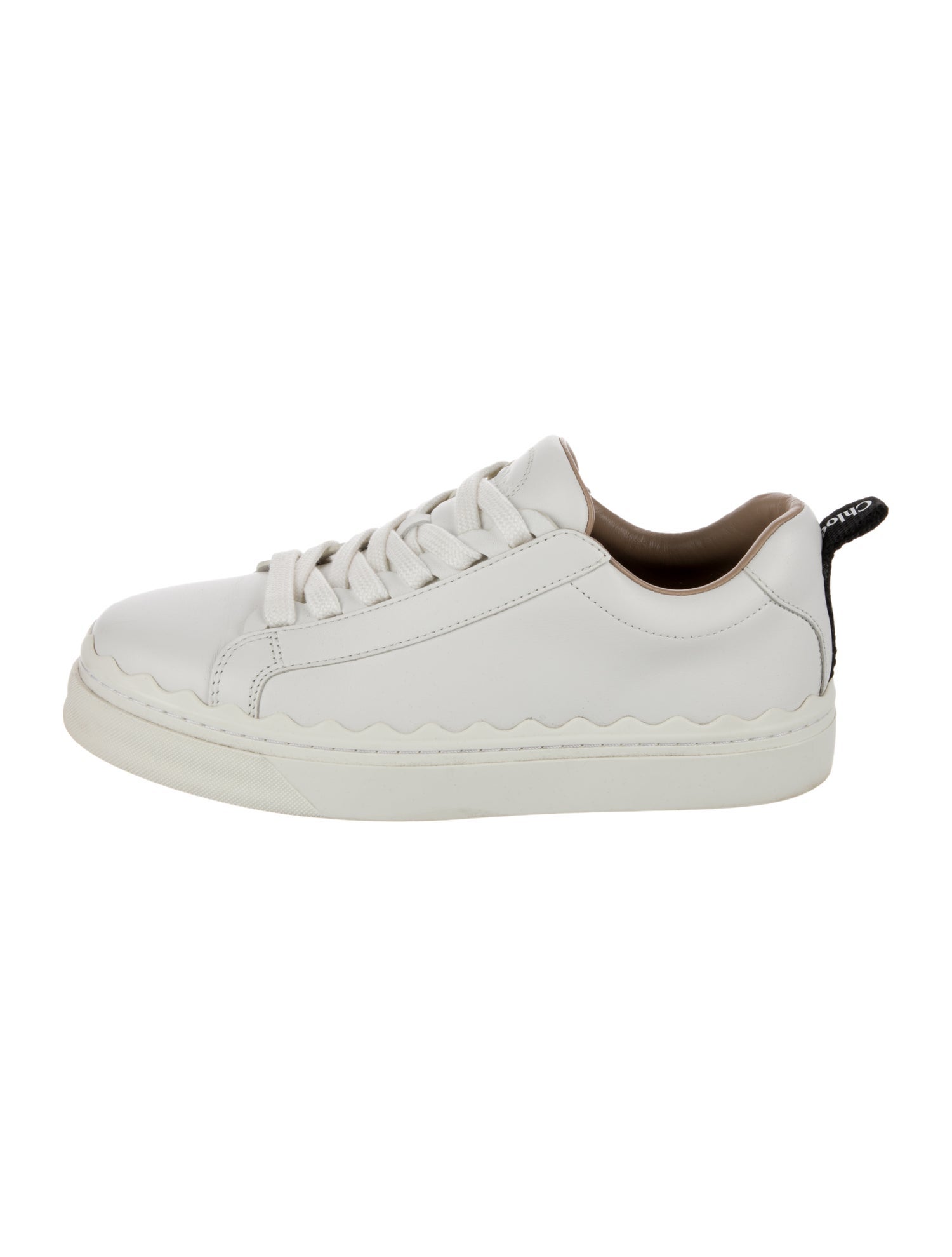 Chloé Leather Scalloped Accent Sneakers