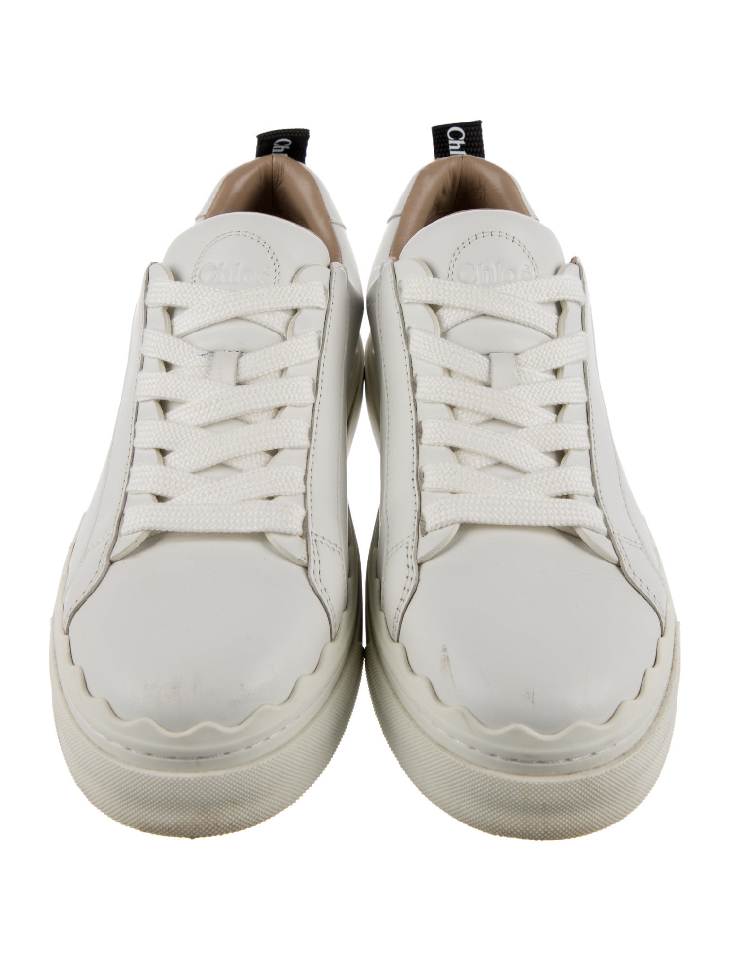 Chloé Leather Scalloped Accent Sneakers