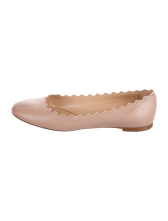 Chloé Leather Scalloped Accent Ballet Flats