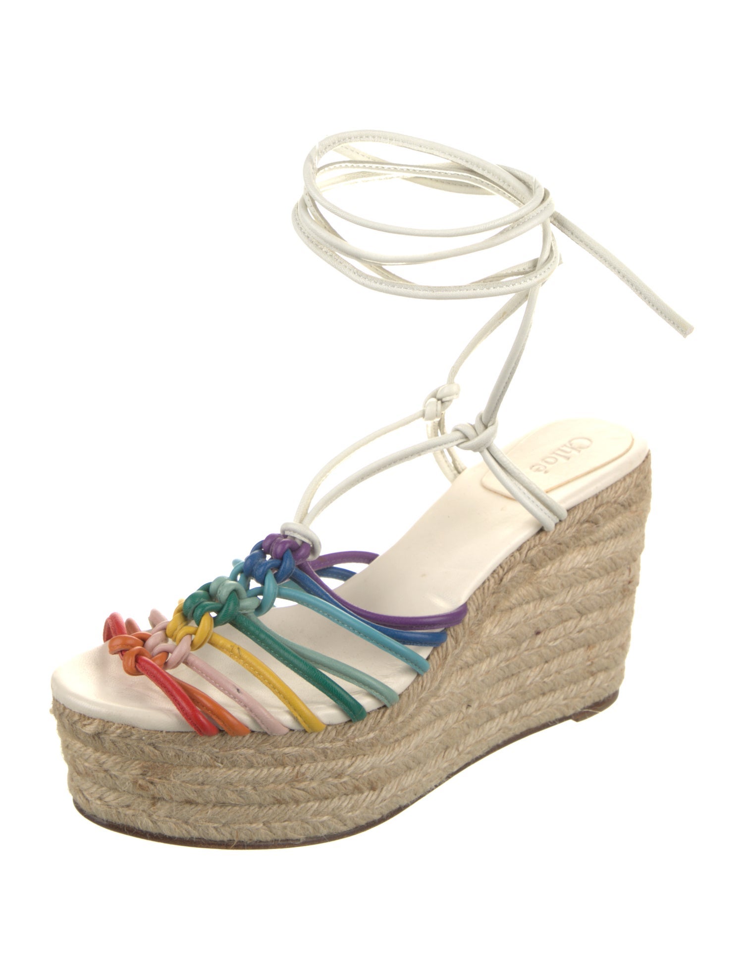 Chloé Leather Colorblock Pattern Espadrilles