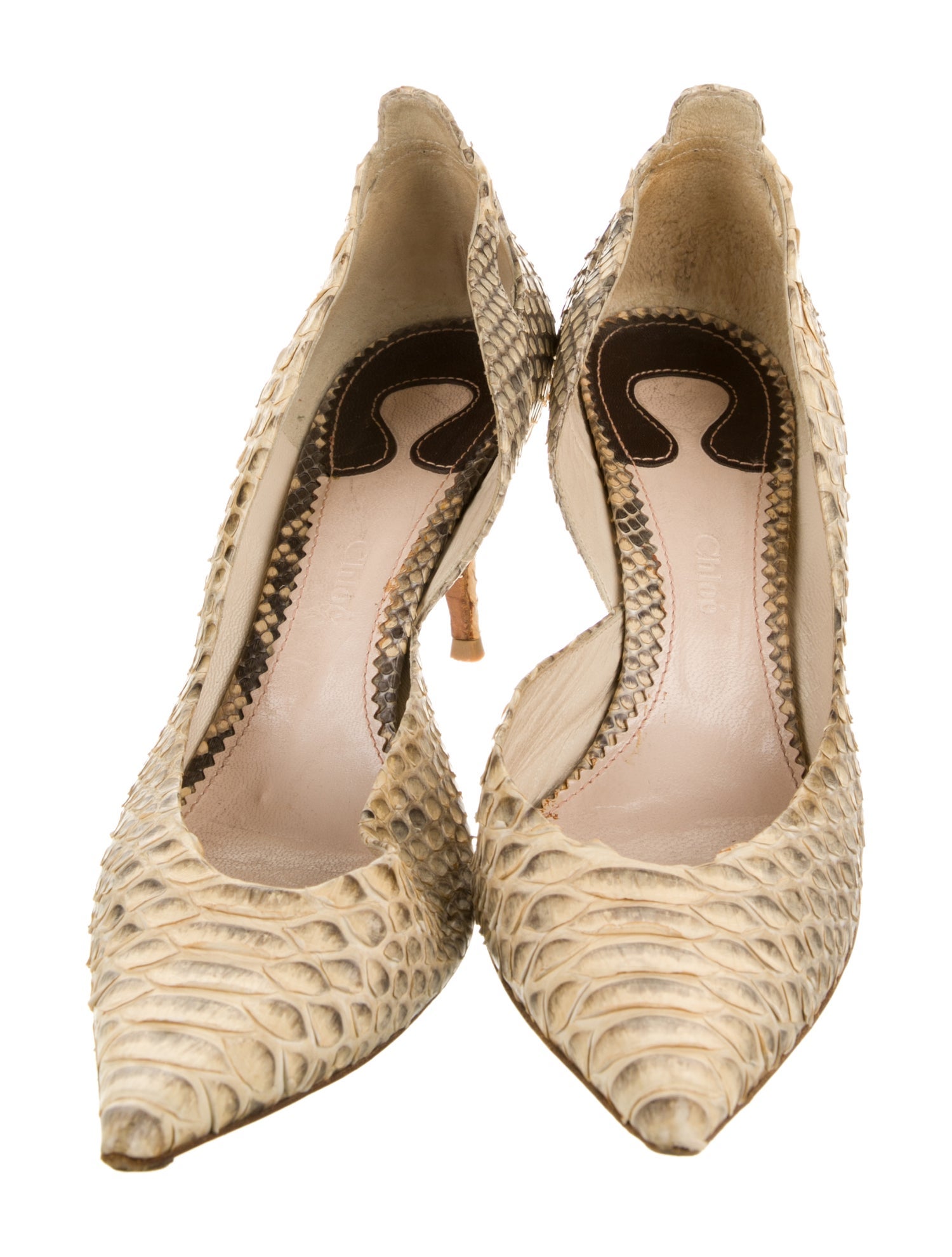 Chloé Snakeskin Animal Print D'Orsay Pumps