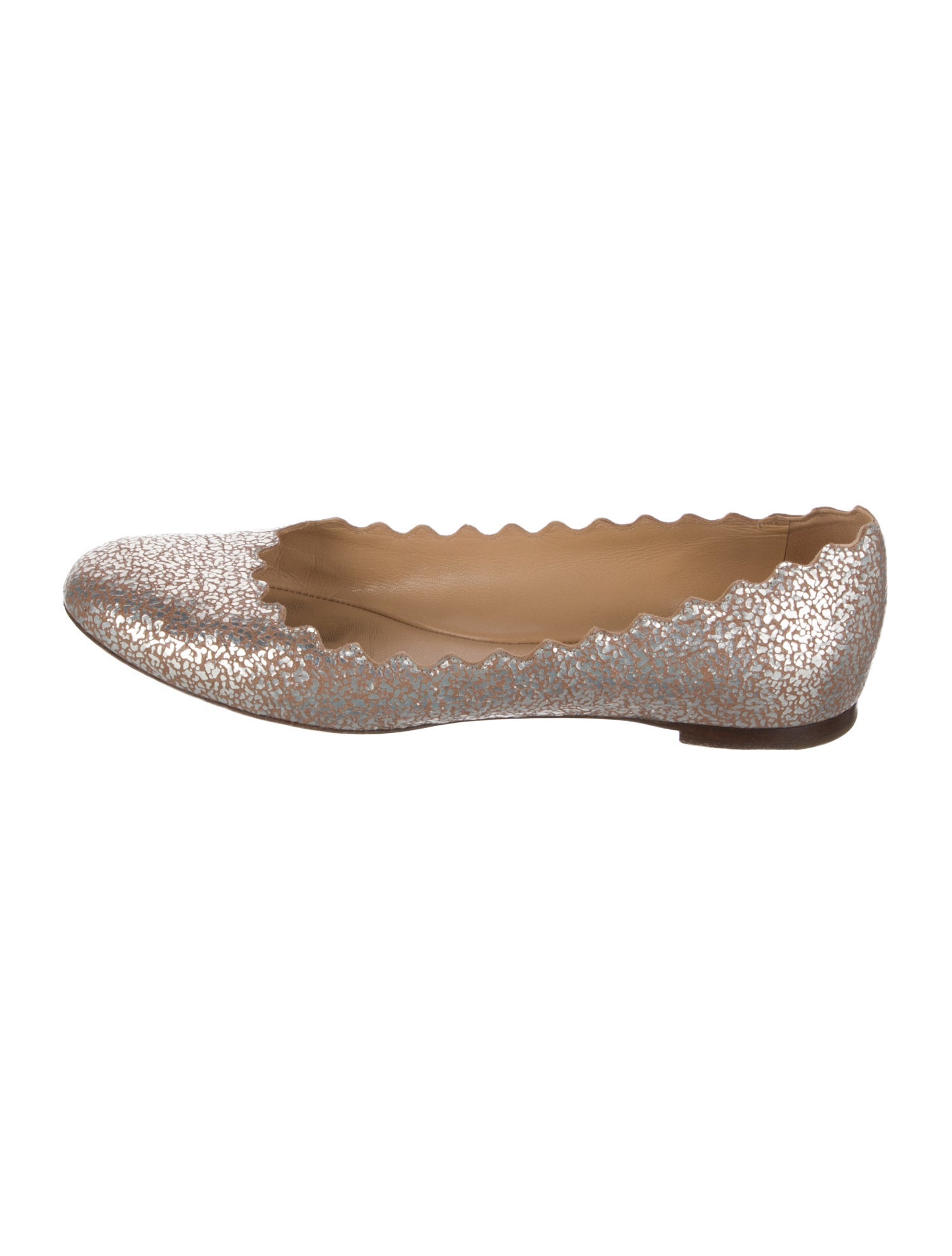 Chloé Leather Scalloped Accent Ballet Flats