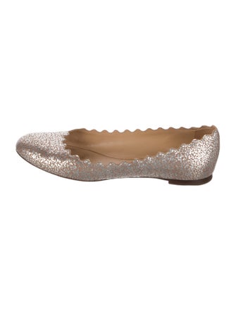 Chloé Leather Scalloped Accent Ballet Flats