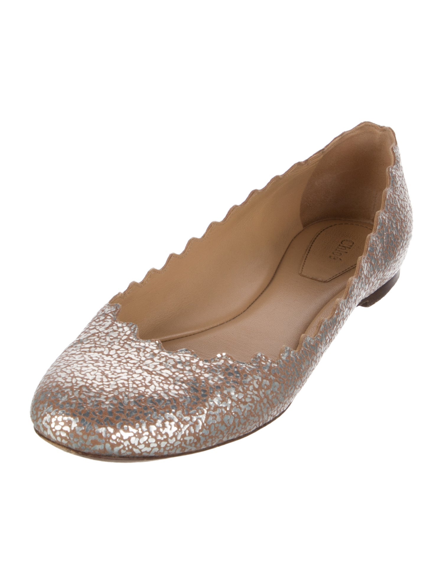 Chloé Leather Scalloped Accent Ballet Flats