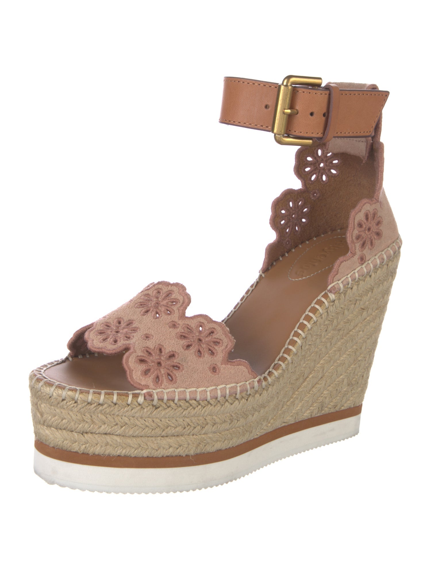 See by Chloé Suede Whipstitch Trim Espadrilles