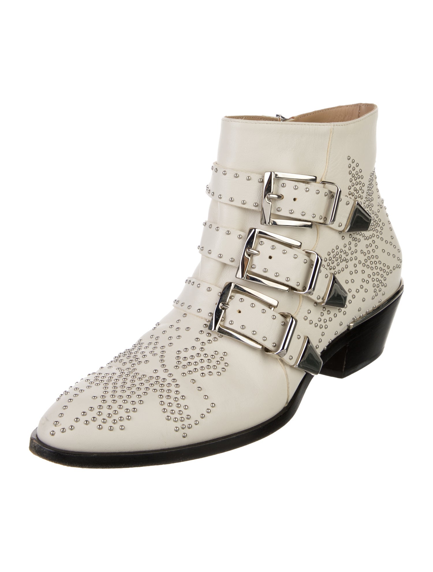 Chloé Leather Studded Accents Boots