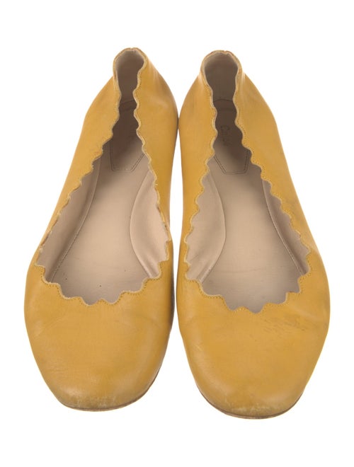 Chloé Leather Scalloped Accent Ballet Flats