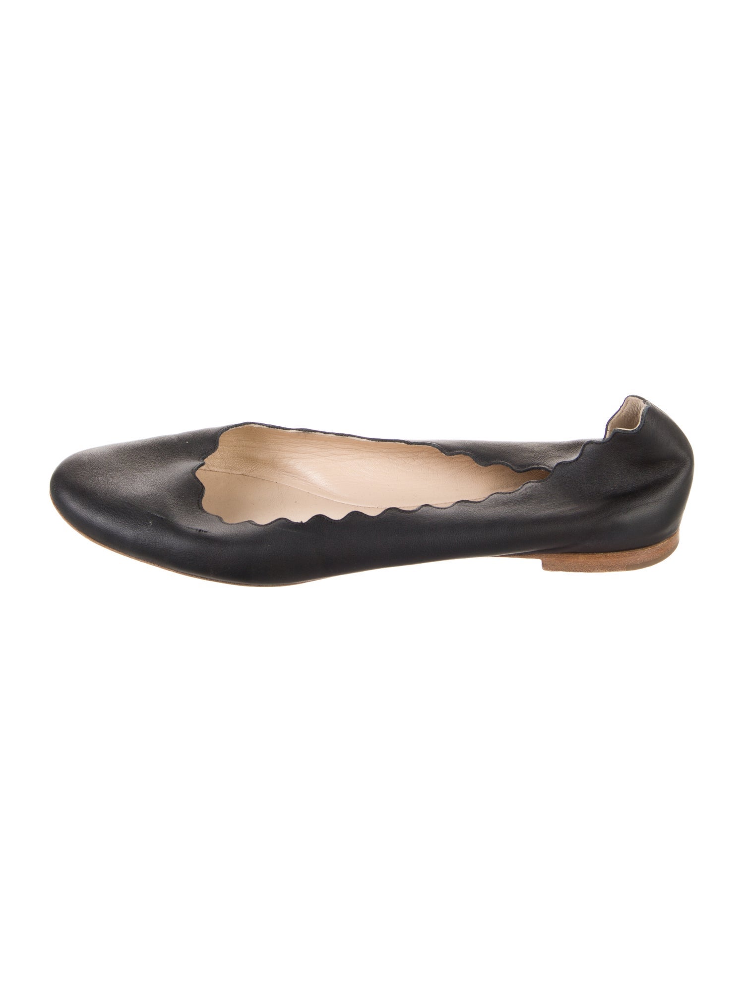 Chloé Leather Scalloped Accent Ballet Flats