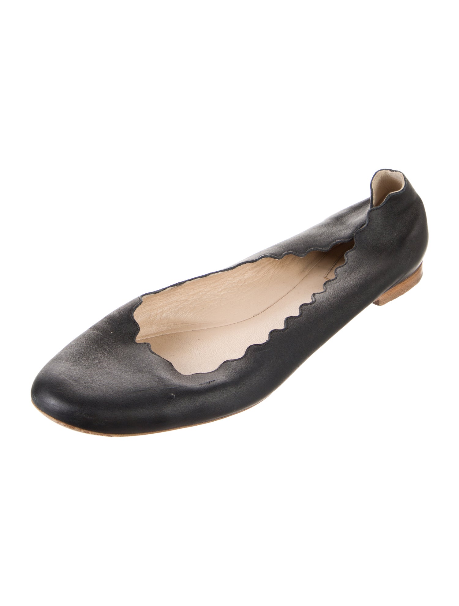 Chloé Leather Scalloped Accent Ballet Flats