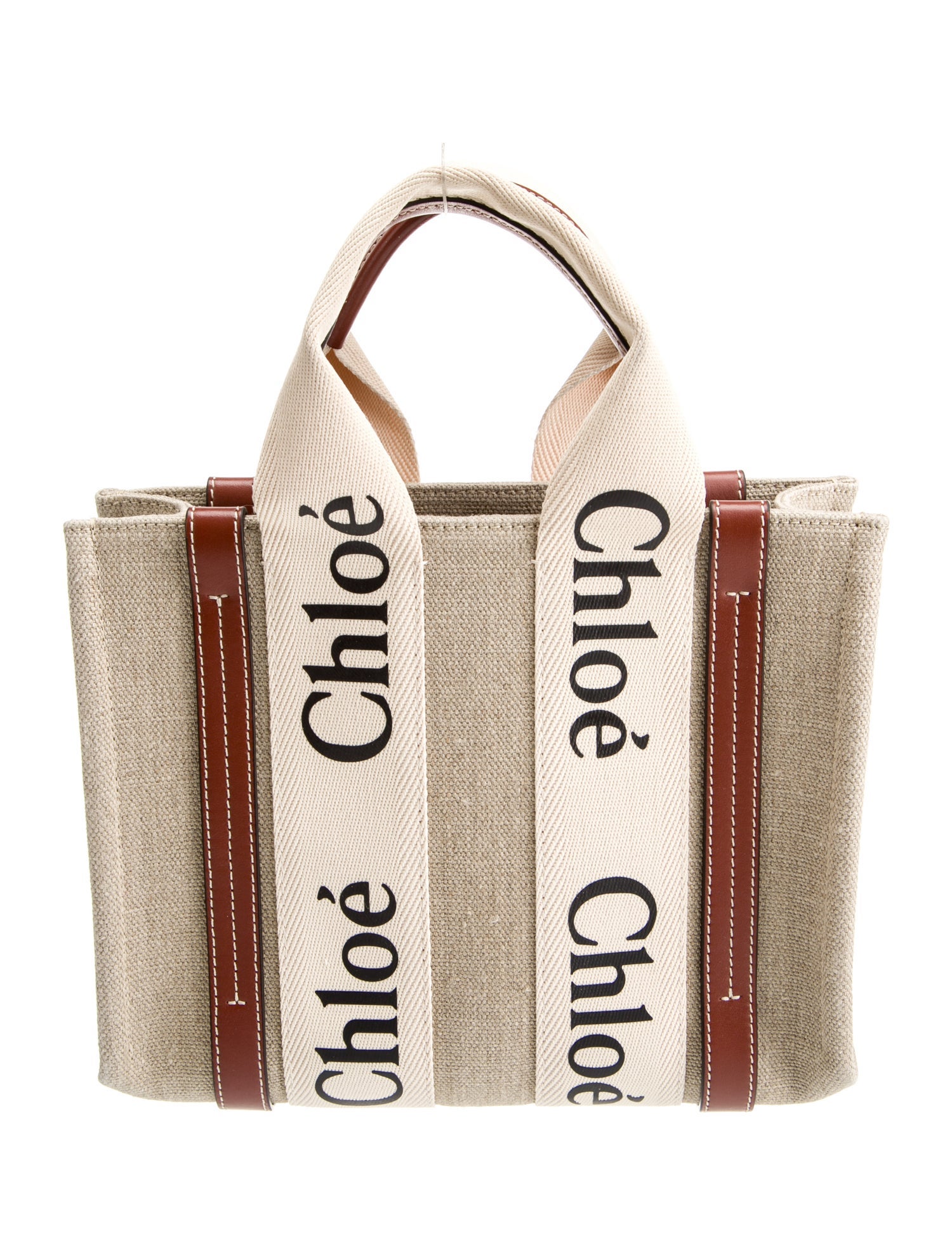 Chloé Canvas Chloe Beige Brown Fabric Woody Bag