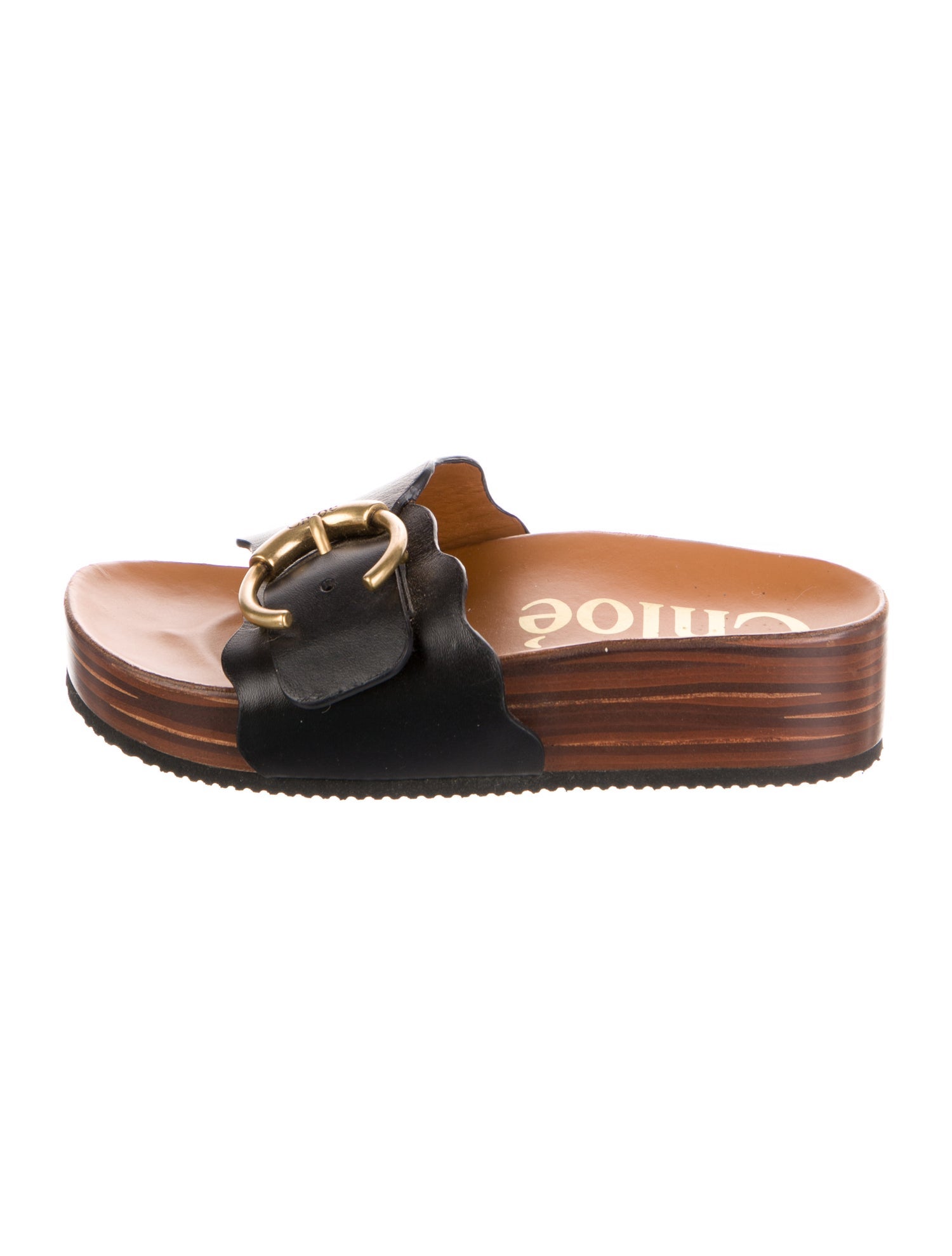 Chloé Leather Scalloped Accent Slides