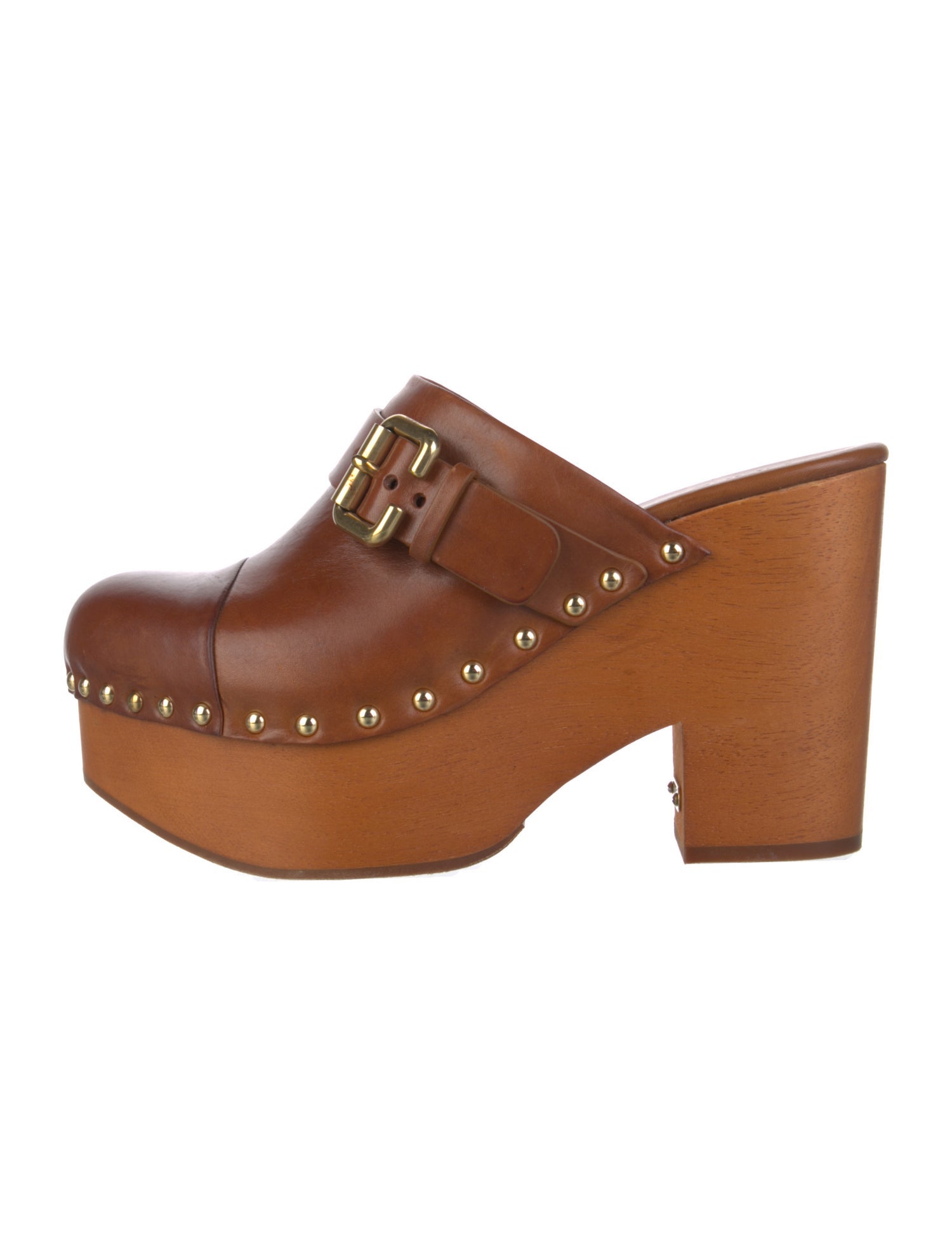 Chloé Leather Studded Accents Mules