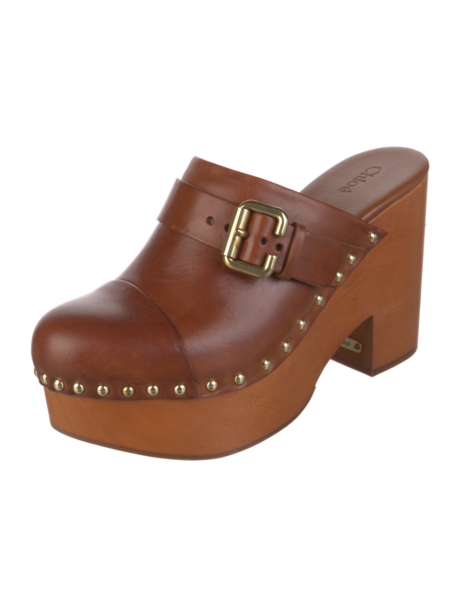 Chloé Leather Studded Accents Mules