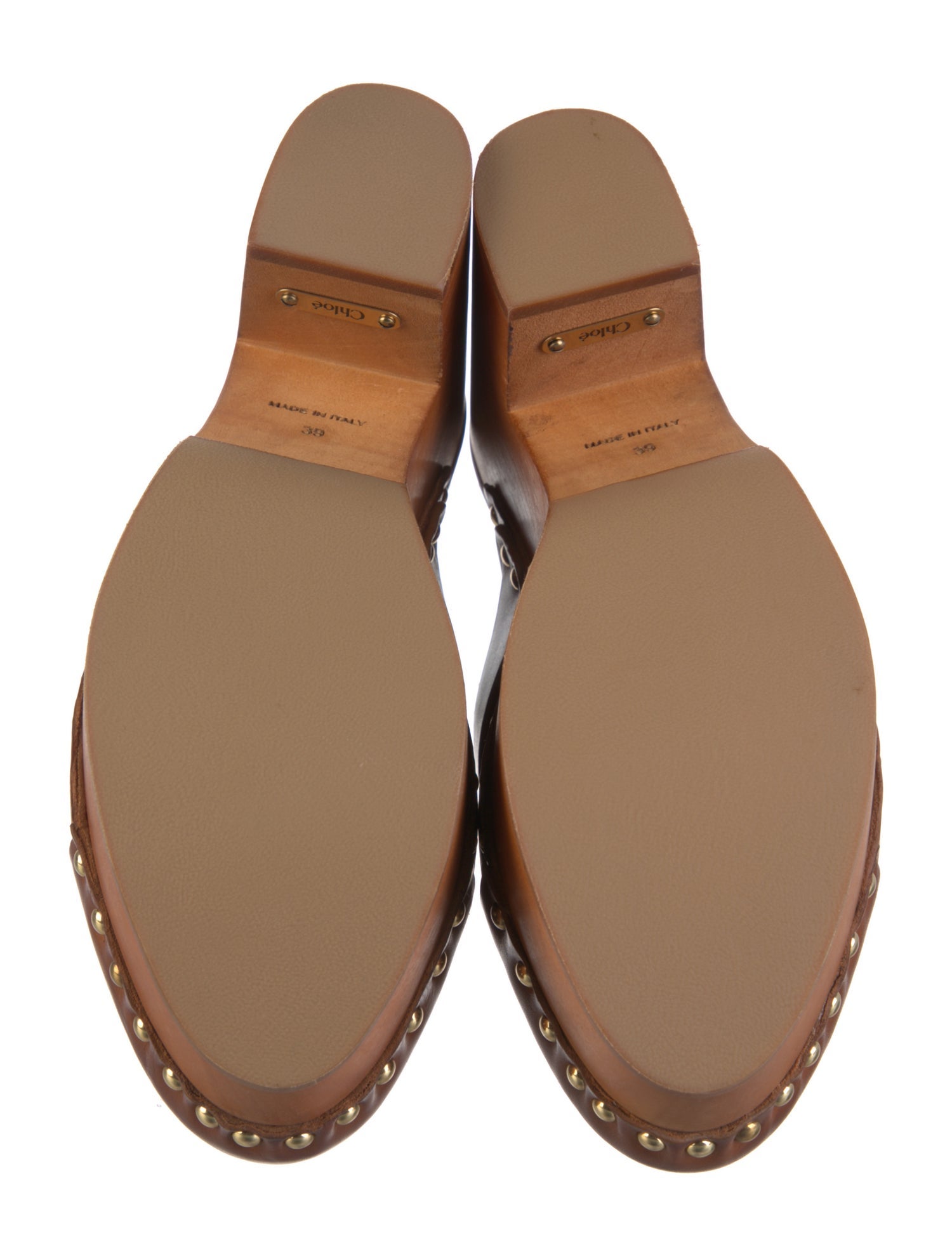 Chloé Leather Studded Accents Mules