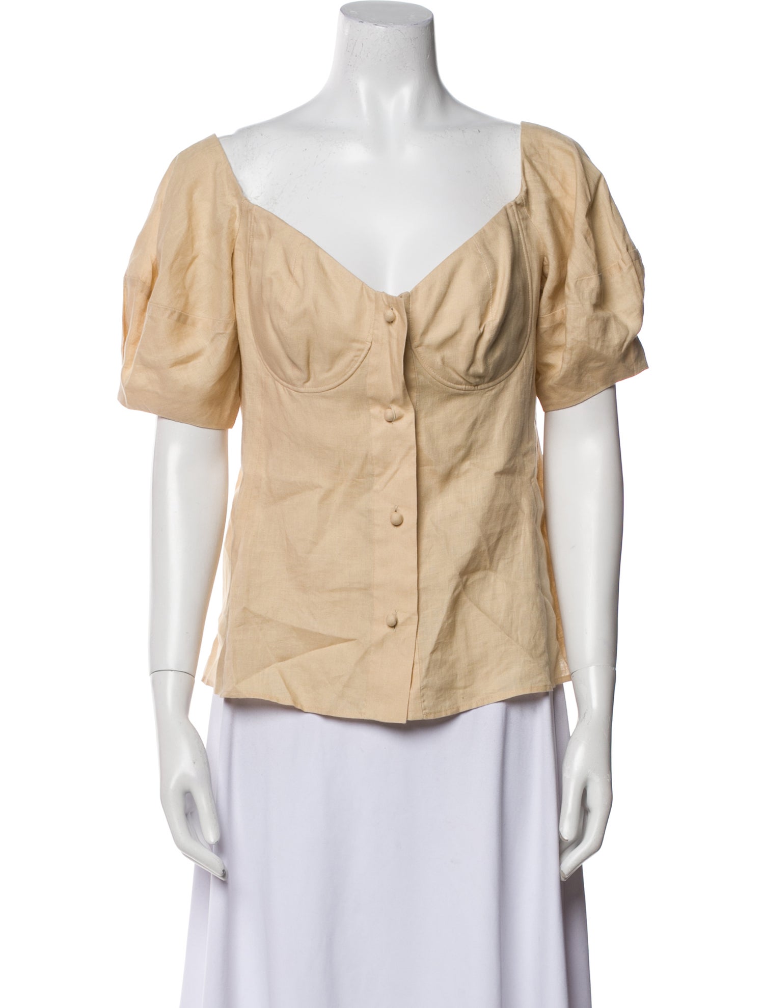 Chloé Linen V-Neck Button-Up Top