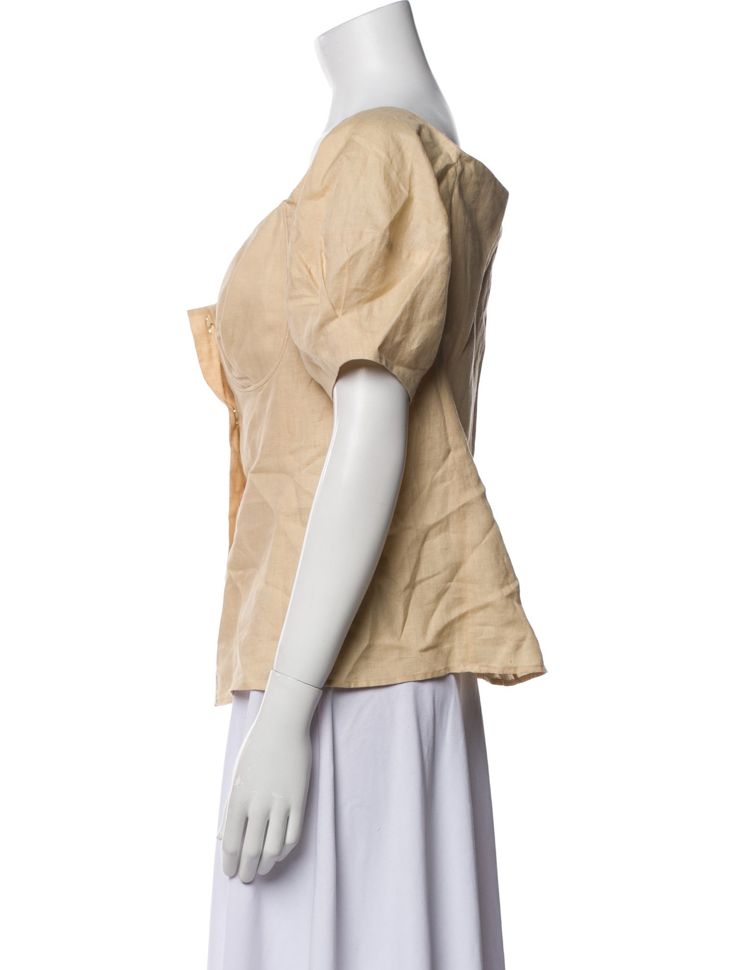 Chloé Linen V-Neck Button-Up Top