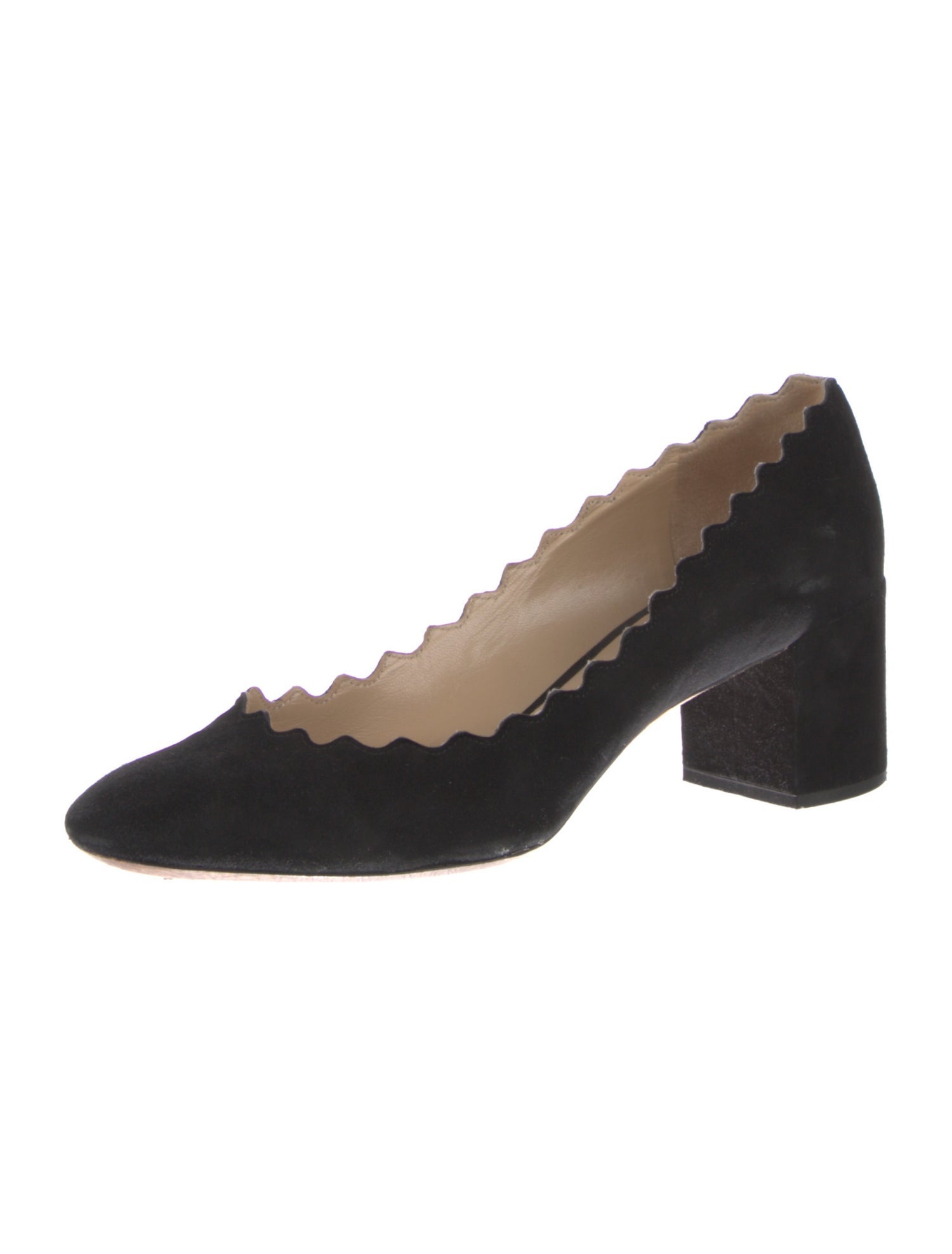 Chloé Suede Scalloped Accent Pumps