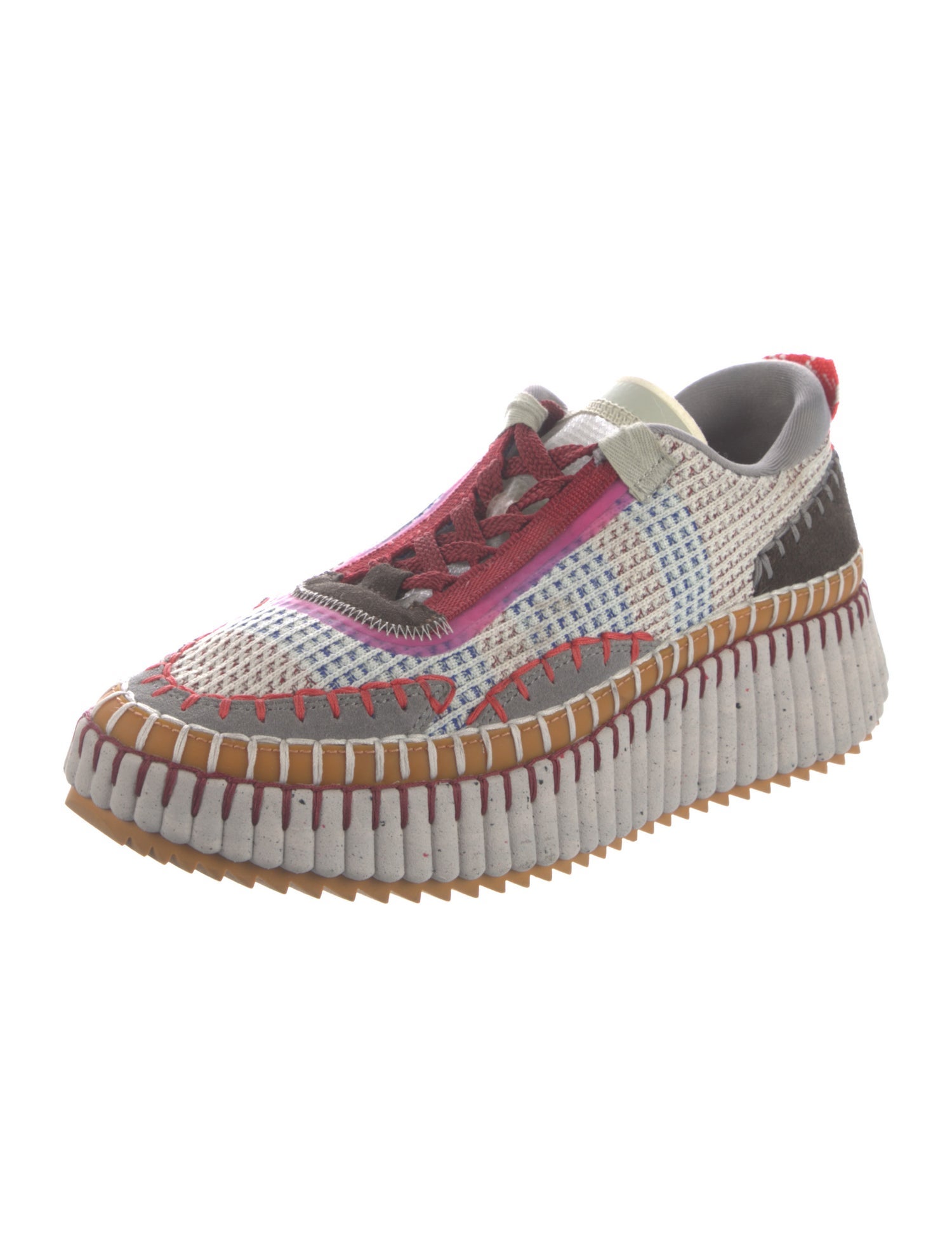 Chloé Colorblock Pattern Whipstitch Trim Sneakers