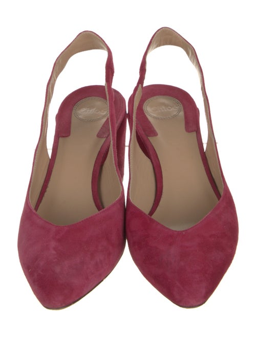 Chloé Suede Scalloped Accent Slingback Pumps