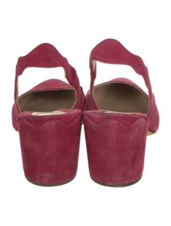 Chloé Suede Scalloped Accent Slingback Pumps