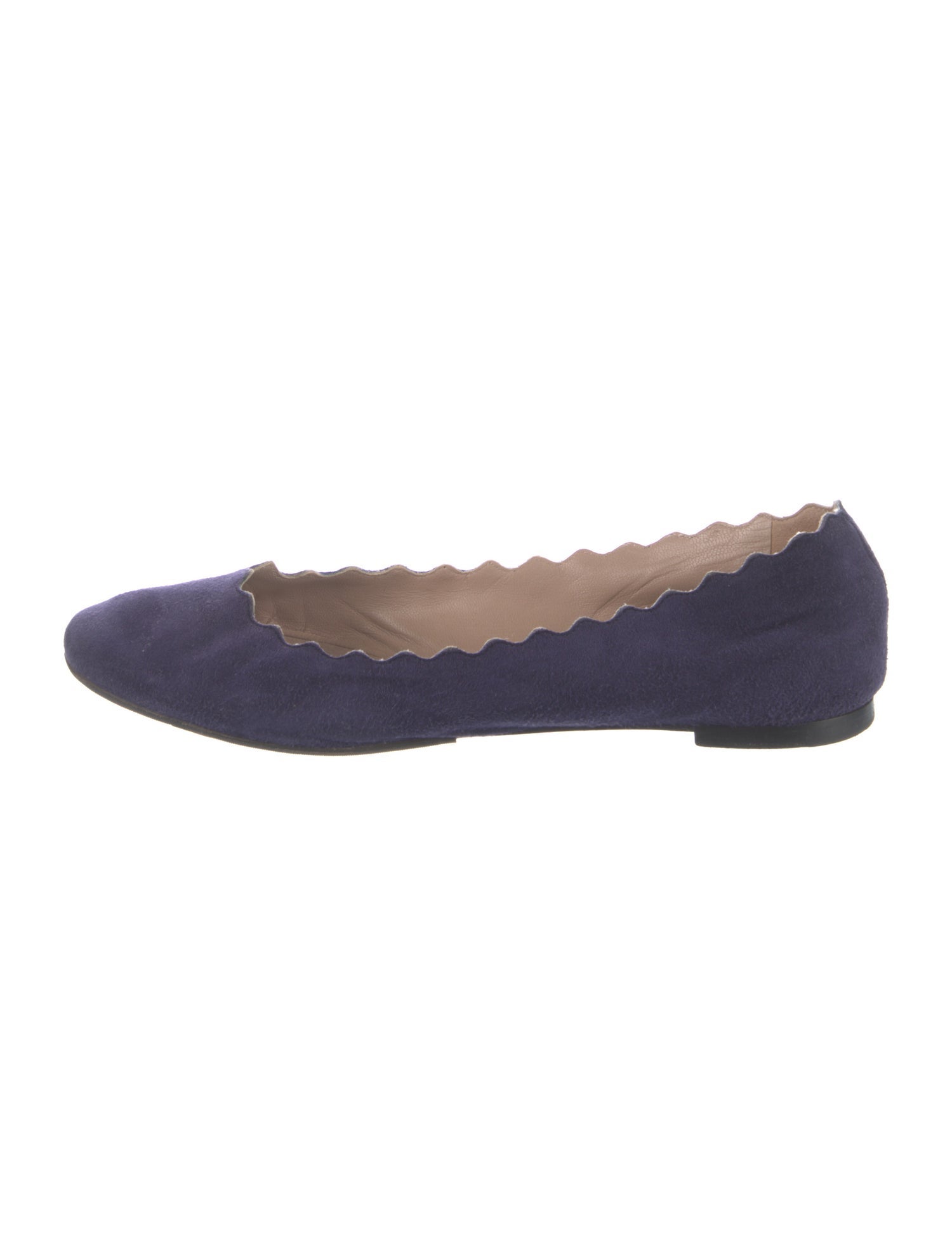 Chloé Suede Scalloped Accent Flats