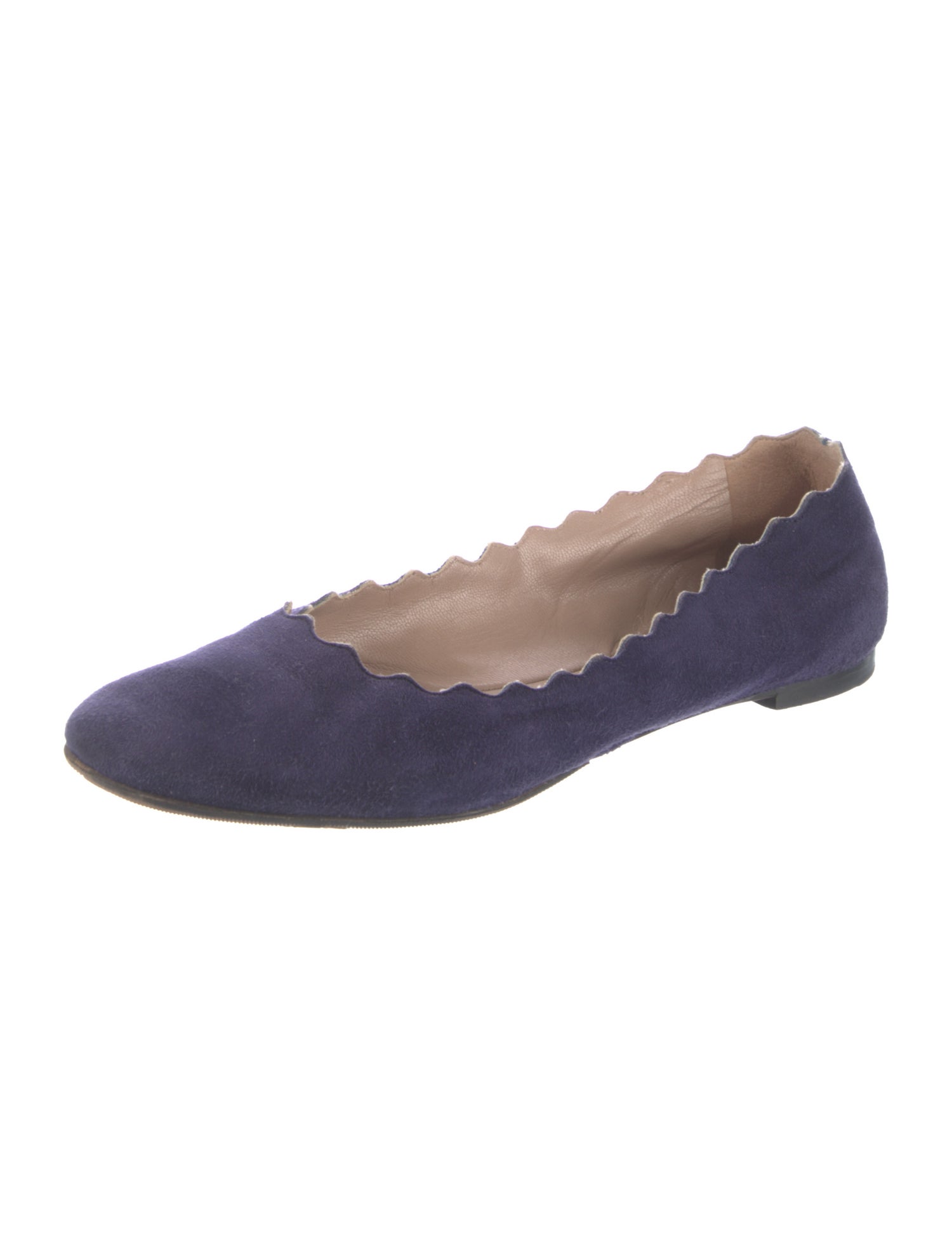 Chloé Suede Scalloped Accent Flats
