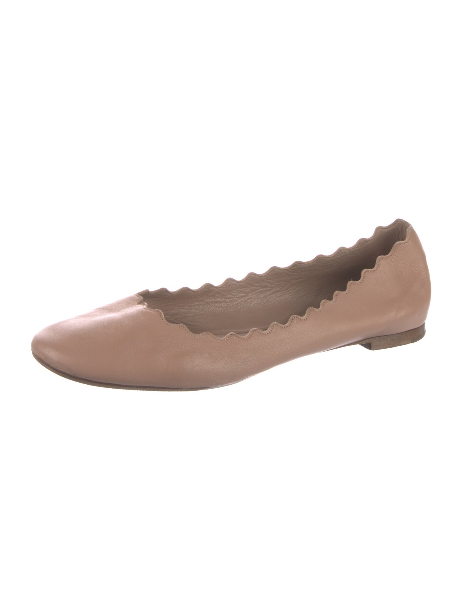 Chloé Leather Scalloped Accent Ballet Flats