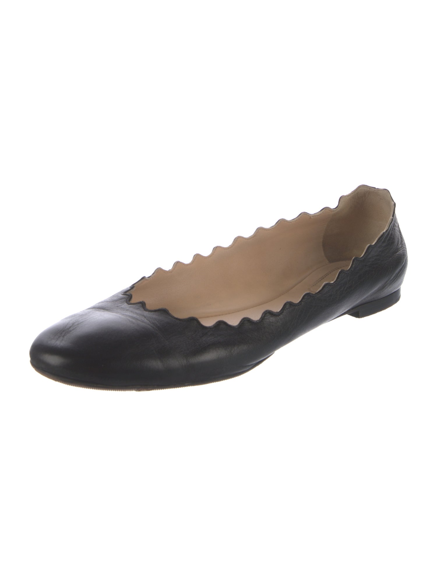 Chloé Leather Scalloped Accent Ballet Flats