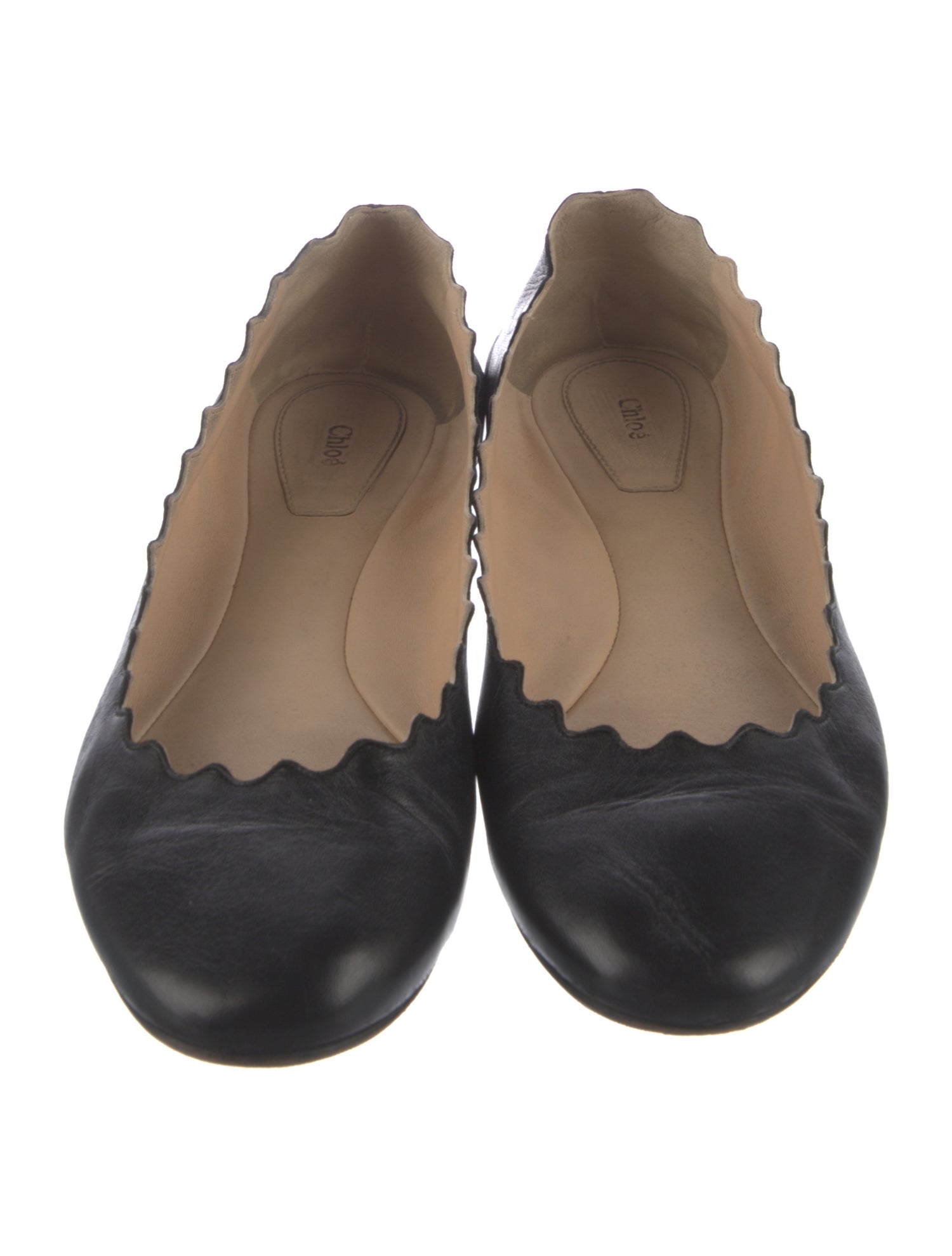 Chloé Leather Scalloped Accent Ballet Flats
