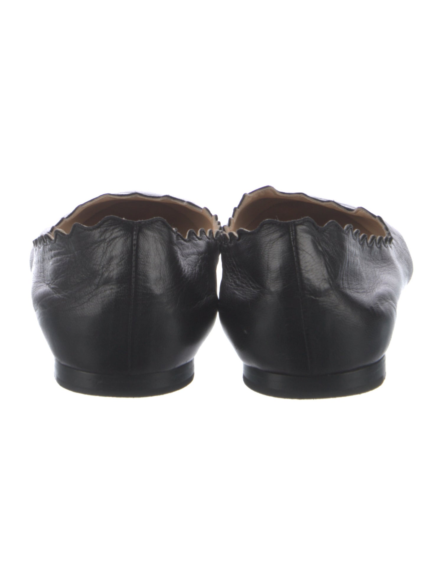 Chloé Leather Scalloped Accent Ballet Flats
