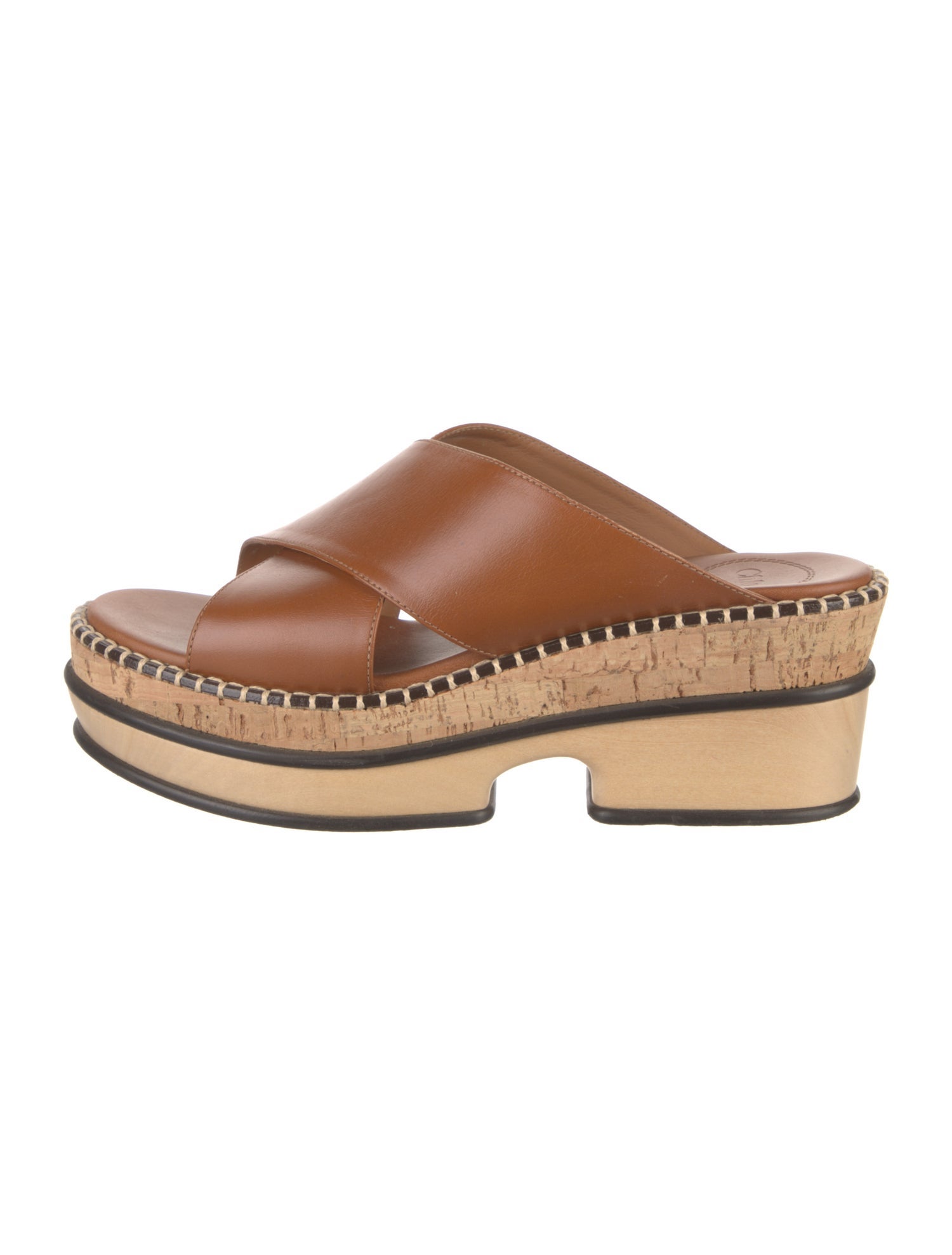 Chloé Leather Whipstitch Trim Slides