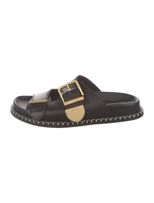 Chloé Leather Whipstitch Trim Slides