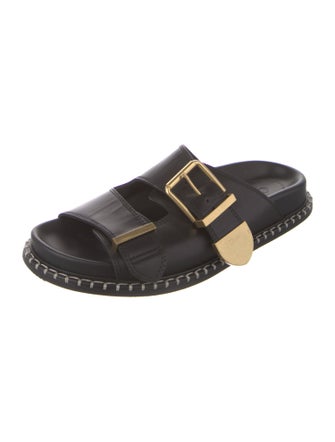 Chloé Leather Whipstitch Trim Slides