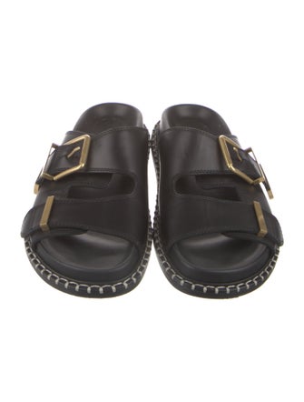 Chloé Leather Whipstitch Trim Slides