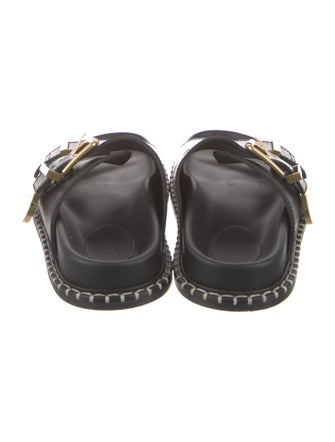 Chloé Leather Whipstitch Trim Slides
