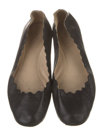 Chloé Leather Scalloped Accent Ballet Flats