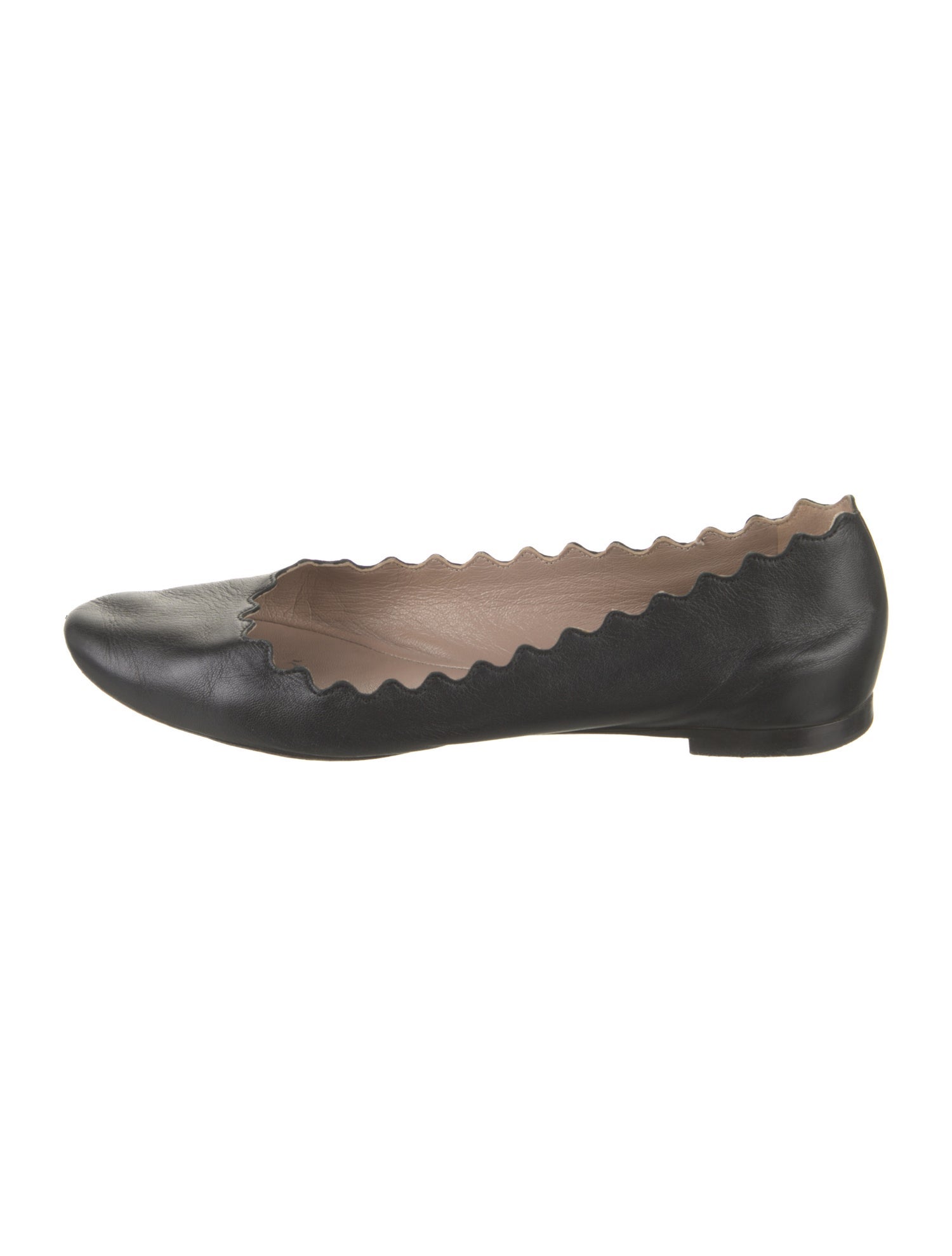 Chloé Leather Scalloped Accent Ballet Flats