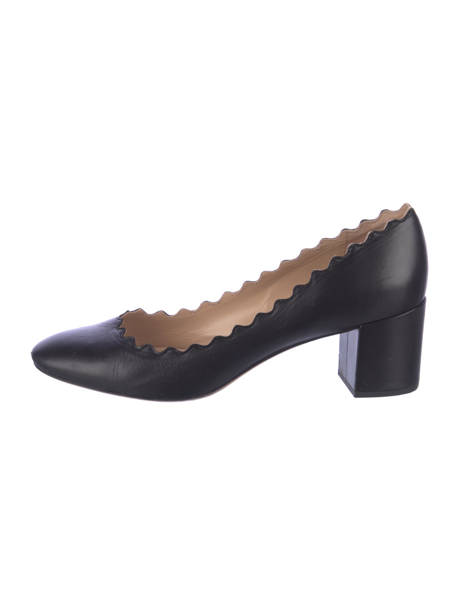 Chloé Leather Scalloped Accent Pumps
