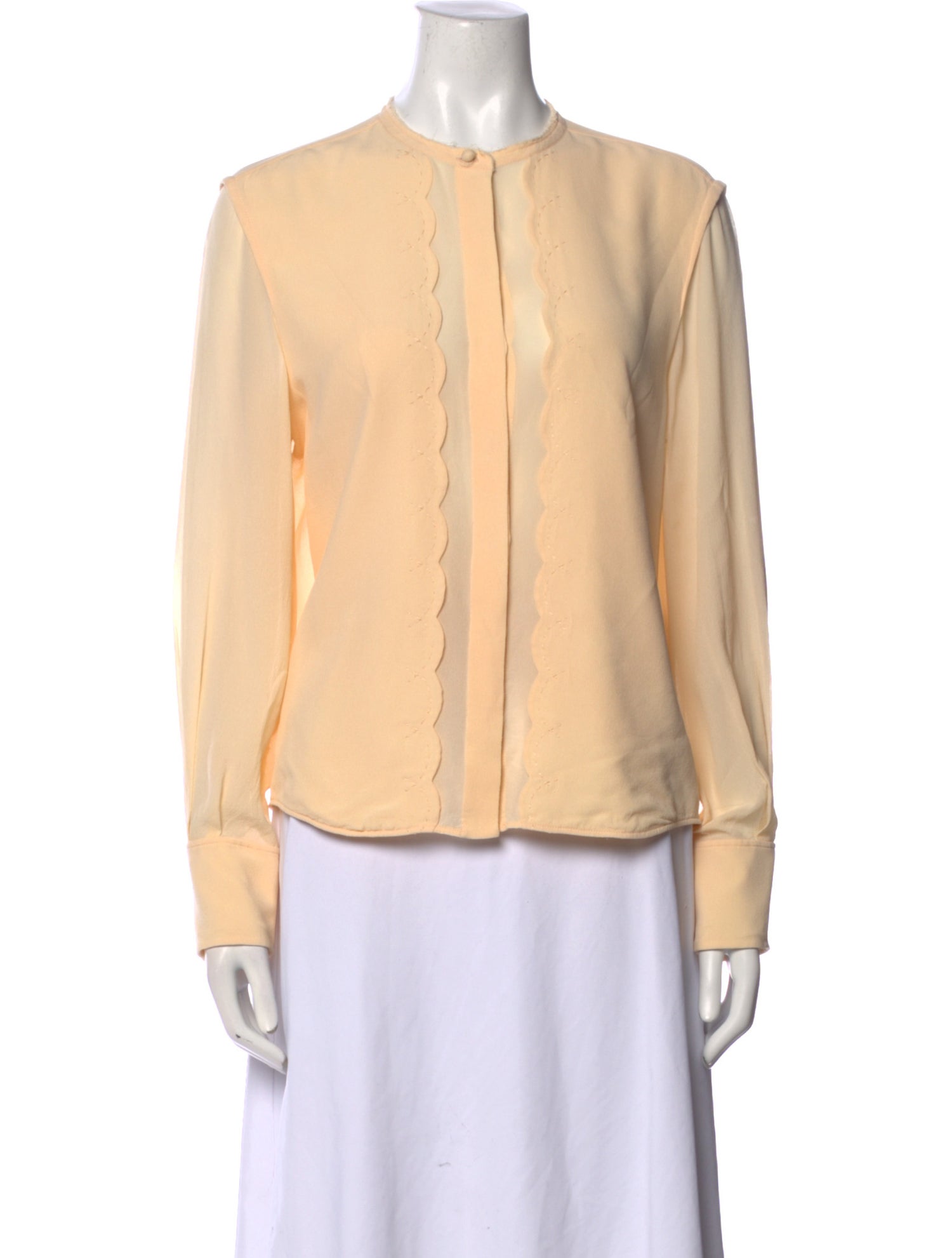 Chloé Silk Crew Neck Button-Up Top