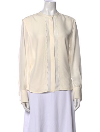 Chloé Silk Crew Neck Button-Up Top